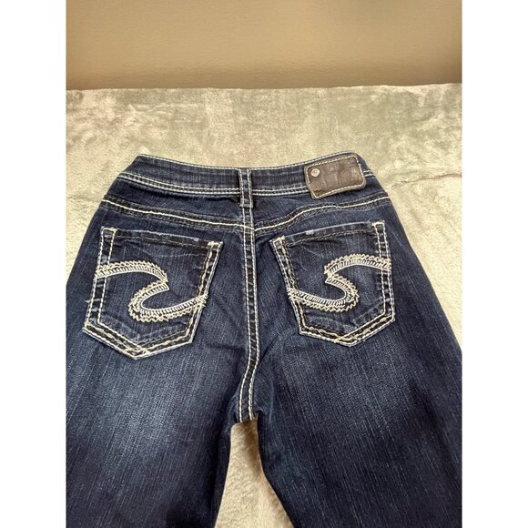 Silver Jeans Suki High Capri Womens W25 L24.5 Dark Wash Denim Preppy - Picture 10 of 13